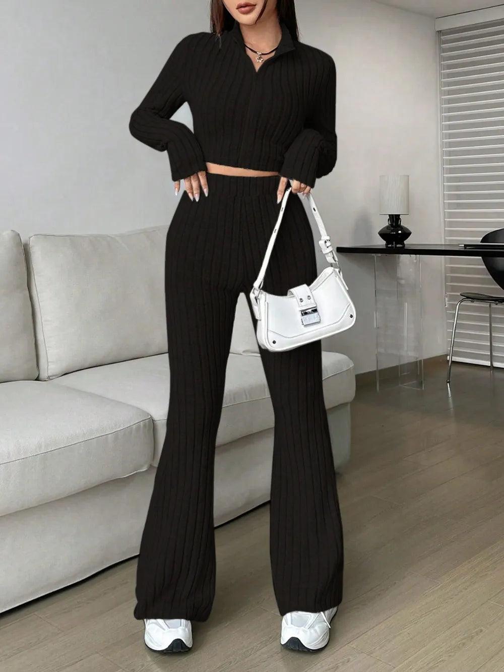 Honey Zip Up Long Sleeve Top and Pants Set - Which Mark