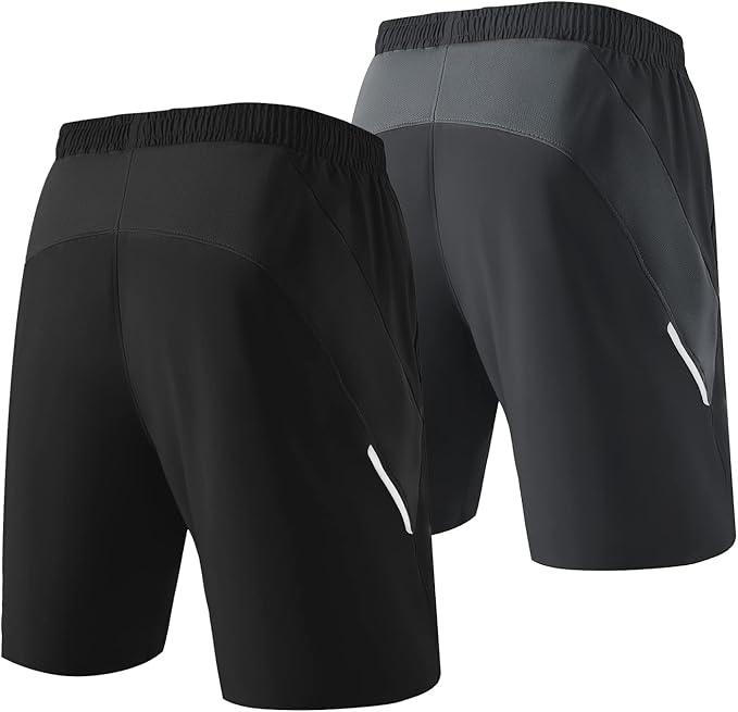 HMIYA Men's Casual Sports Quick Dry Workout Running or Gym Training Short with Zipper Pockets - Which Mark