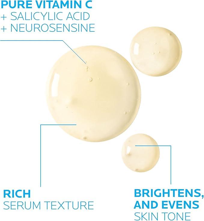 La Roche-Posay 10% Pure Vitamin C Serum for Face with Hyaluronic Acid & Salicylic Acid. Anti Aging Serum for Wrinkles, lack of Radiance & Uneven Skin Tone to Brighten & Smooth. Sensitive Skin, 30ml - Which Mark