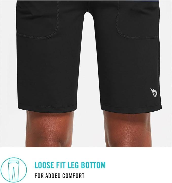 baleaf Women's 10'' Athletic Bermuda Shorts High-Waisted Long Running Yoga Lounge Stretch Workout Pockets - Which Mark