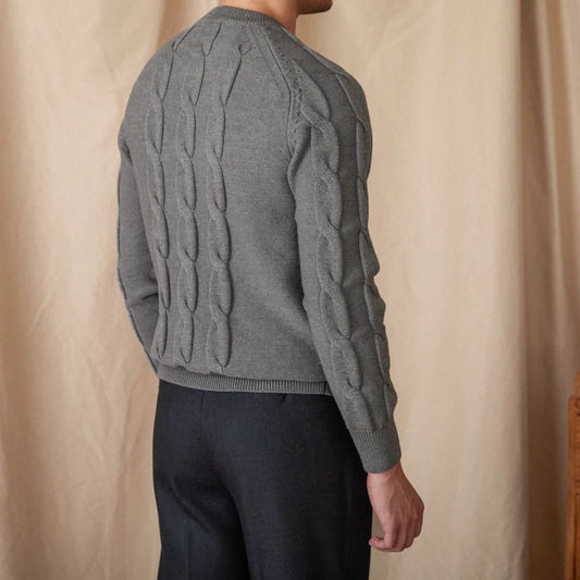 Round-neck Long-sleeved Pullover Jacquard Slim-fit Stretch Sweater - Which Mark