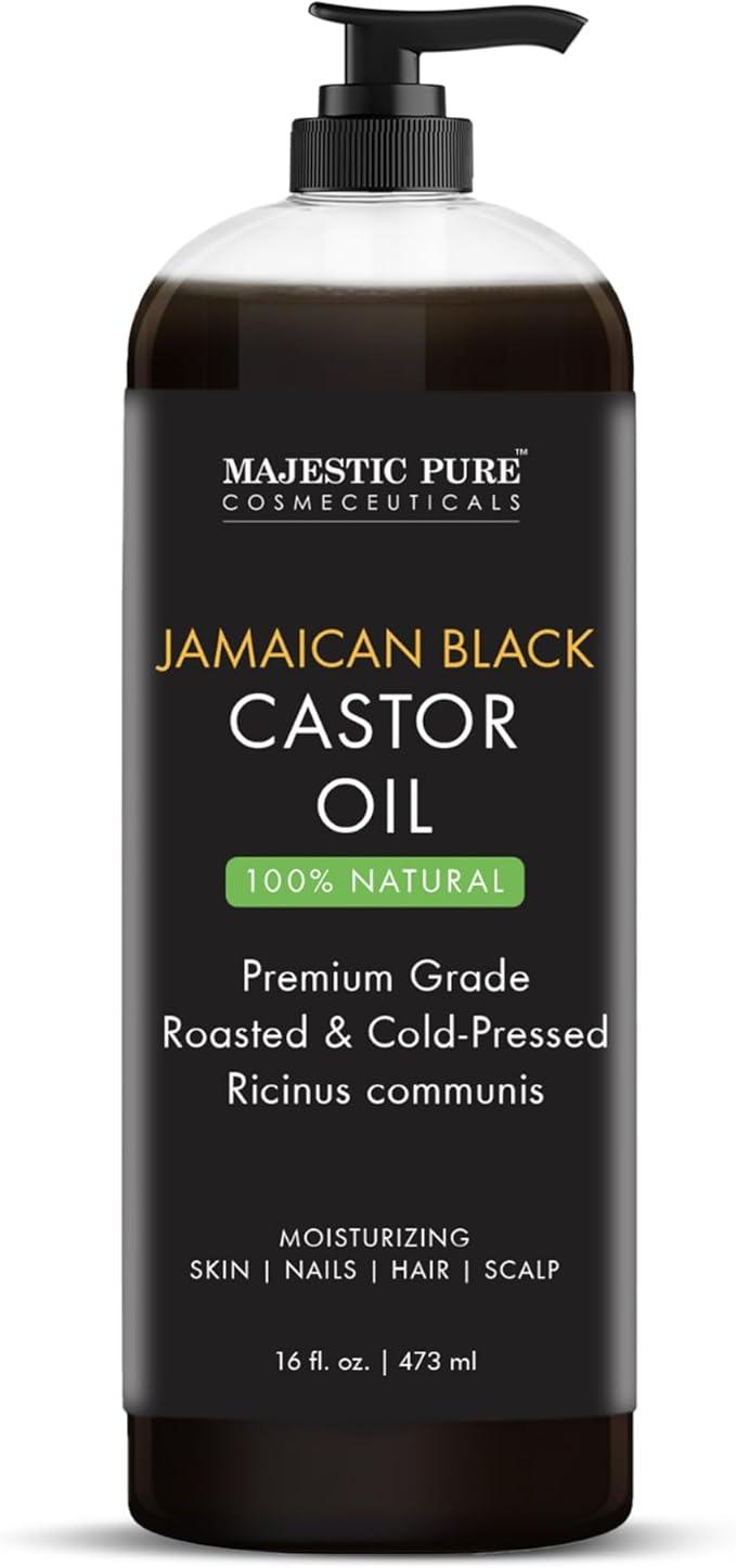 Majestic Pure Jamaican Black Castor Oil for Natural Skin Care - Roasted & Cold-Pressed - Massage, Scalp, Hair and Nails - 473 ml - Which Mark