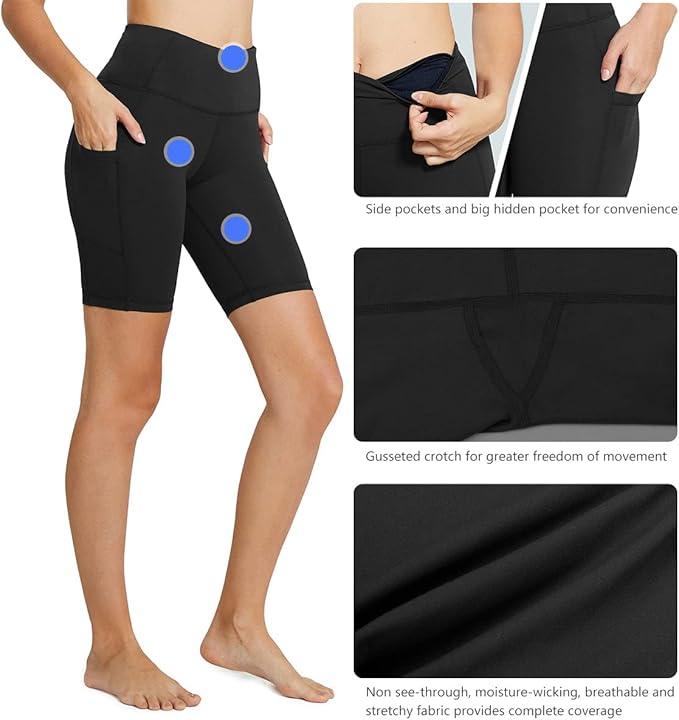 baleaf Women's Biker Shorts Workout Shorts 8"/ 5" High Waisted Athletic Yoga Summer Gym Running Swim Shorts Pockets - Which Mark