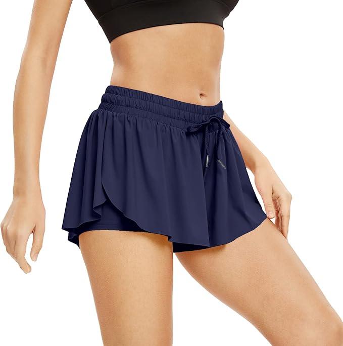 Blaosn Flowy Athletic Shorts for Women Gym Yoga Workout Running Tennis Skirt Comfy Skort Lounge Cute Clothes Casual Summer - Which Mark