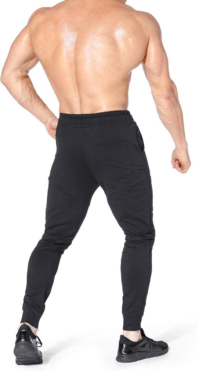 BROKIG Men Stripe Gym Joggers Pants, Causal Tapered Workout Sweatpants Jogging Sweat Track Pants with Zipper Pocket - Which Mark