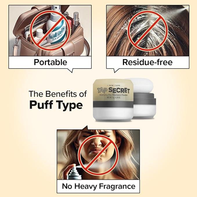 I DEW CARE Tap Secret | Mattifying Dry Shampoo Powder | Root Boosting Powder, Black Ginseng, Biotin | Vegan, Gluten-free, For Fuller Looking Hair - Which Mark