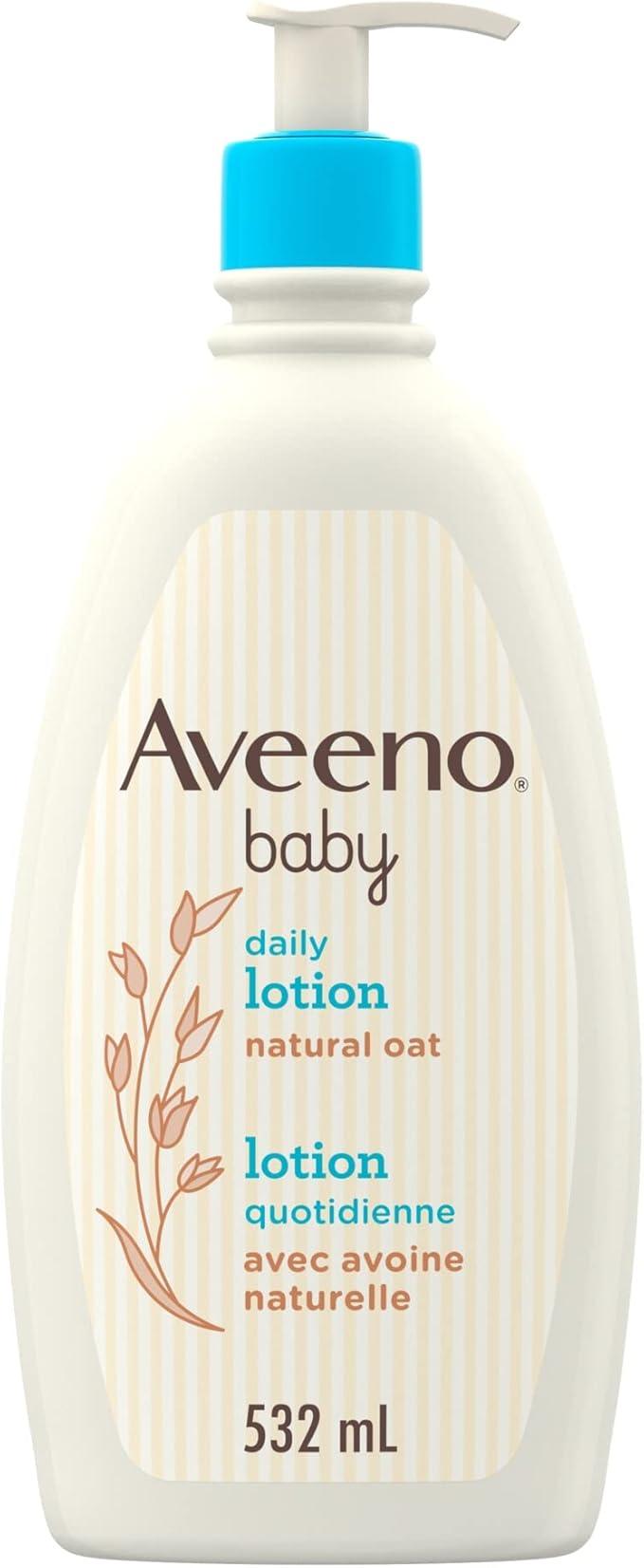 Aveeno Baby Lotion Daily Moisturizing - Natural Oat Formula for Sensitive Skin, 532mL - Gentle, Fragrance-Free Protection Body Lotion with up to 24-Hour hydration - Pediatrician-Recommended Brand - Which Mark