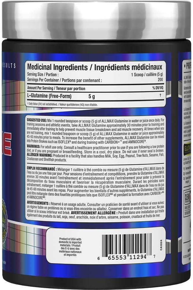 ALLMAX Nutrition - Glutamine Powder - 100% Pharmaceutical Grade - 1000 Gram, 1000-Gram - Which Mark