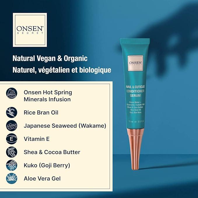 Onsen Cuticle Cream, Cuticle Oil in Deep Action - Japanese Natural Minerals Nail Care Serum and Butter, Soothe, and Strengthen Cuticles and Nails, Visible Results, Non-Greasy - 15ml - Which Mark