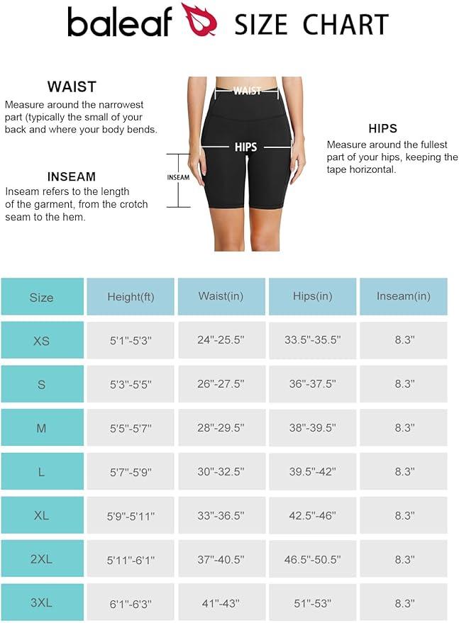 baleaf Women's Biker Shorts Workout Shorts 8"/ 5" High Waisted Athletic Yoga Summer Gym Running Swim Shorts Pockets - Which Mark