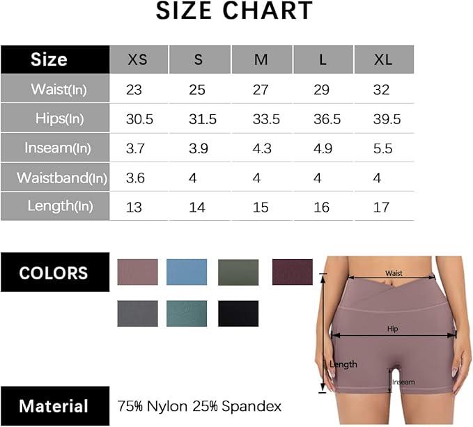 Iserkafe Workout Shorts for Women 2 Pcs Pack Cross Waist Active Gym Spandex Stretchy Yoga Compression with Side Pockets - Which Mark