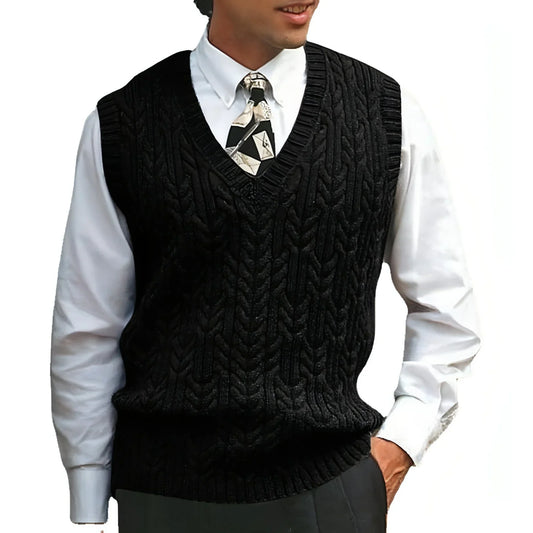Knitted Vest V-neck Sweater Solid Color Casual - Which Mark
