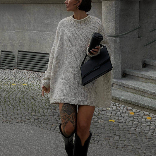 Women's Solid Color Basic Loose Casual Sweater - Which Mark