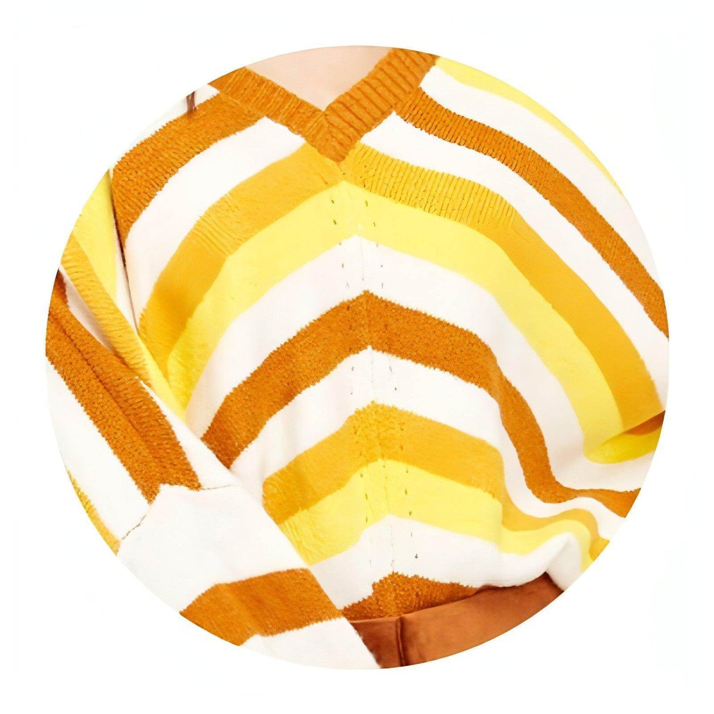 New striped stitching loose V-neck sweater women - Which Mark