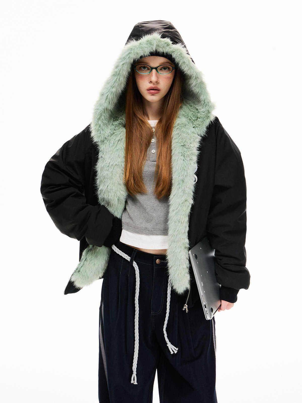 Loose Fleece-lined Warm Parka Cotton Jacket Top Coat For Women - Which Mark