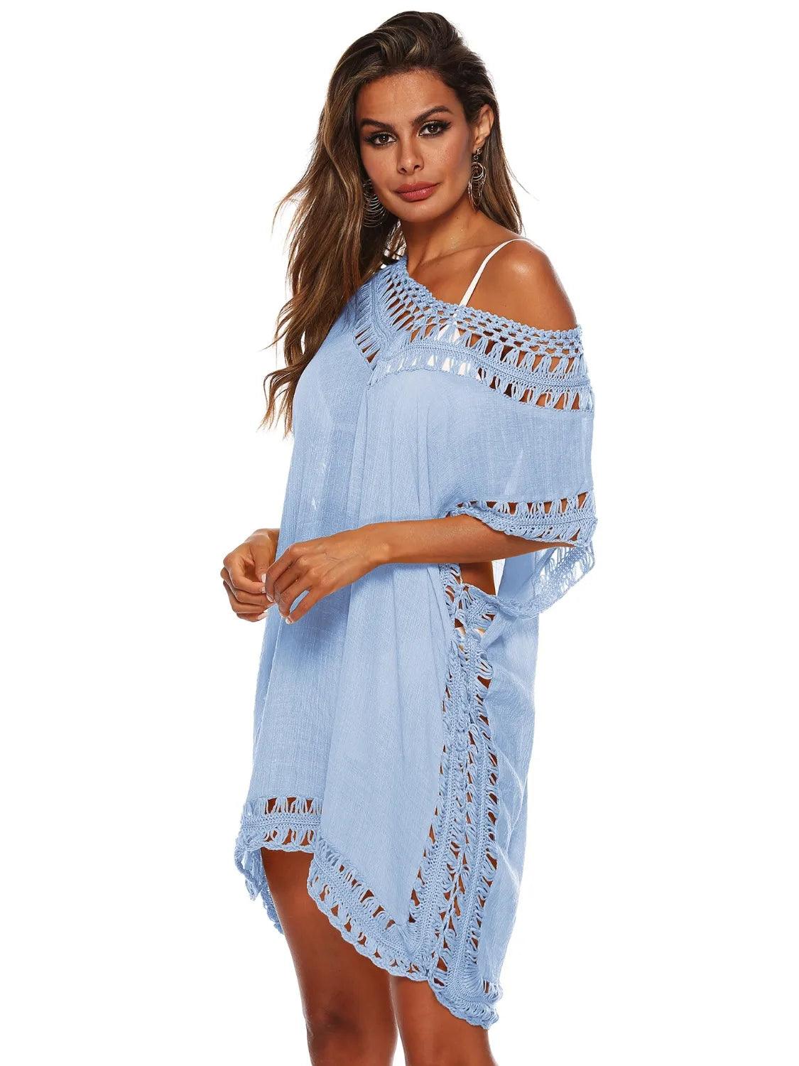 Bohemian Crochet Trim Beach Cover Up Dress - Which Mark