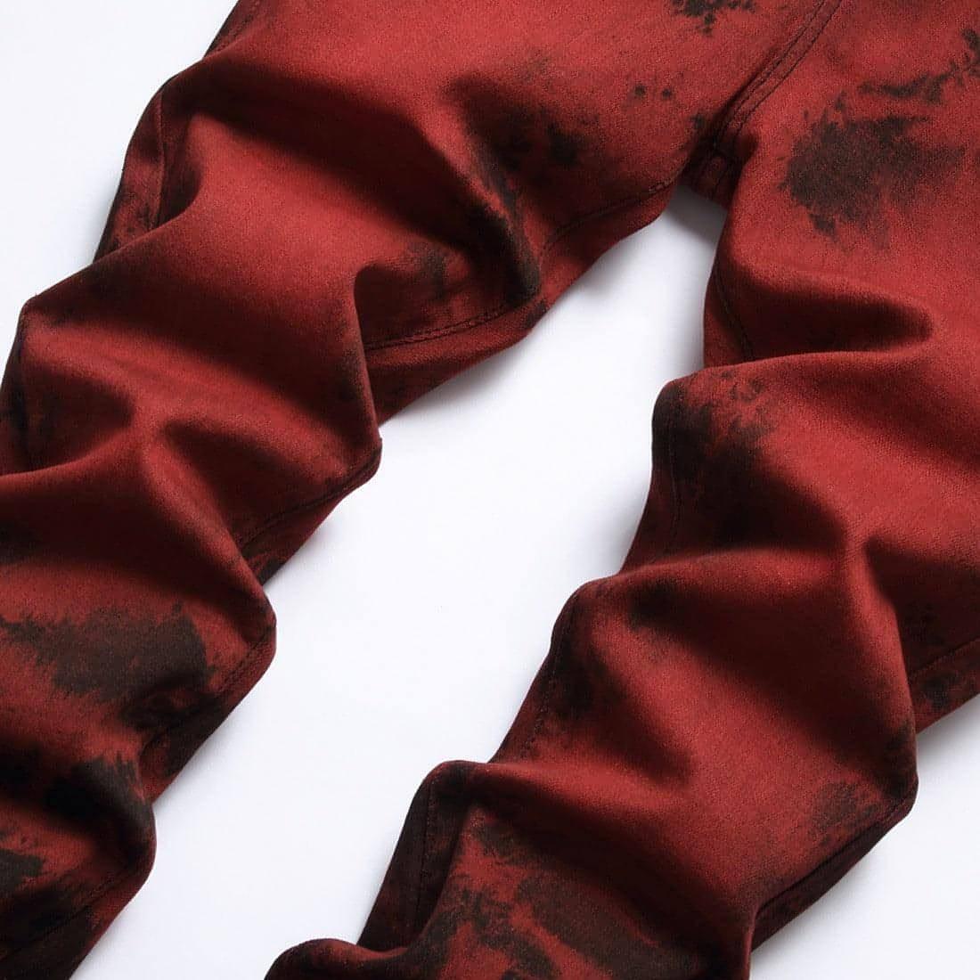 UrbanEase™ Stretch Tie Dyed Red Brick Men 's Jeans - Which Mark