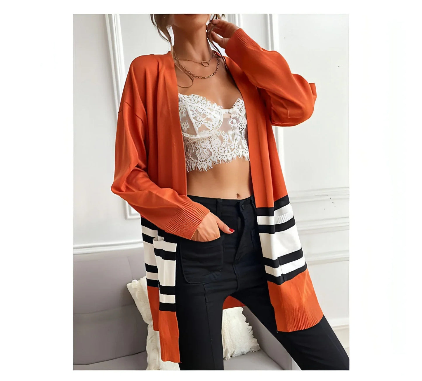Women's Thin Loose And Thin Knitted Long-sleeved Sweater Coat - Which Mark