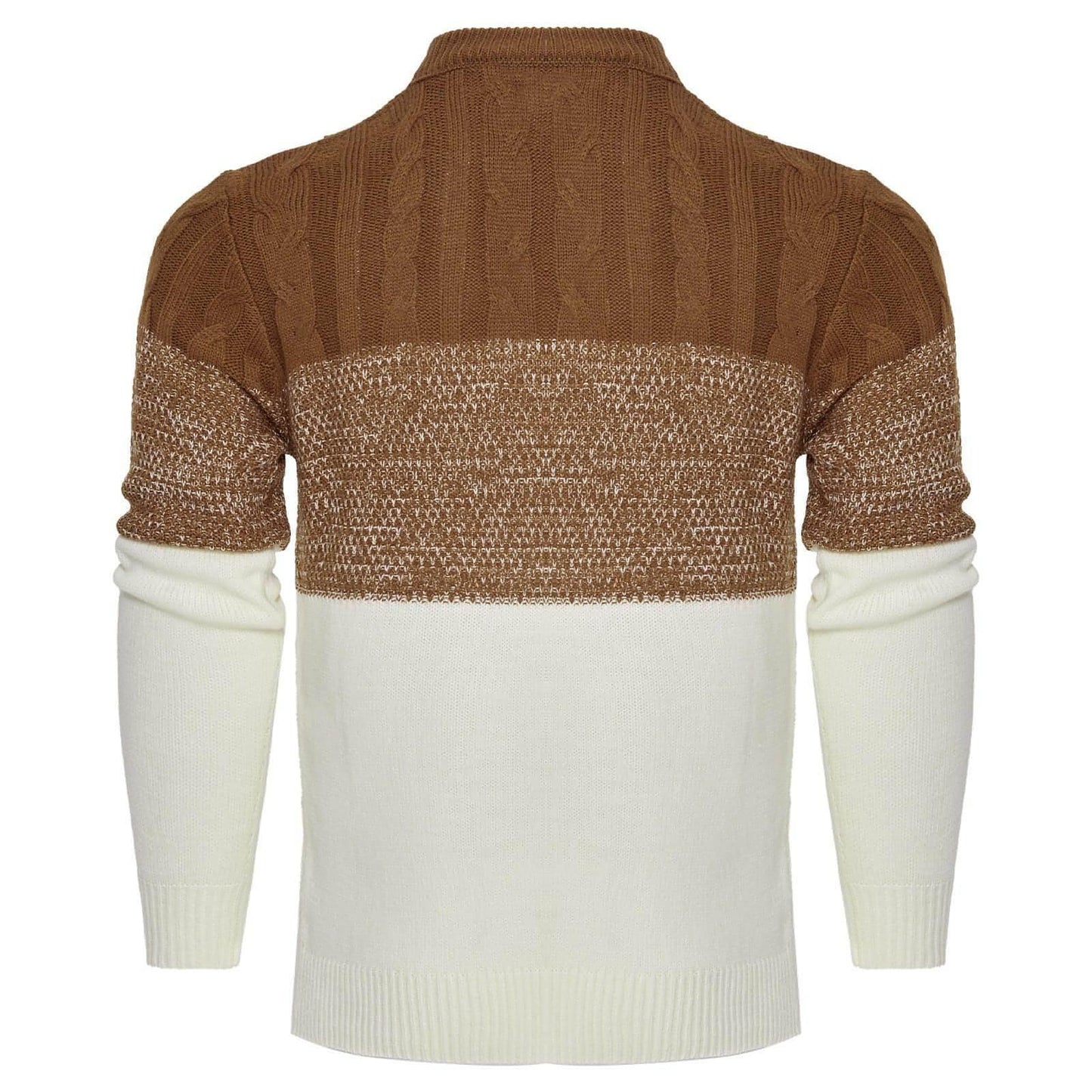 Men's Casual Color Block Long Sleeve Cable Knit Pullover Sweater - Which Mark