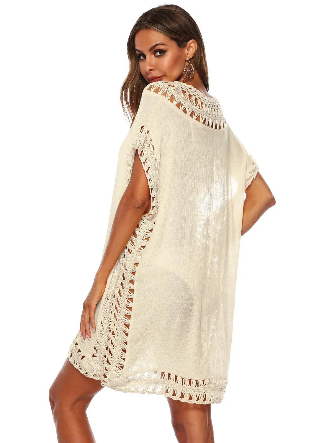 Bohemian Crochet Trim Beach Cover Up Dress - Which Mark