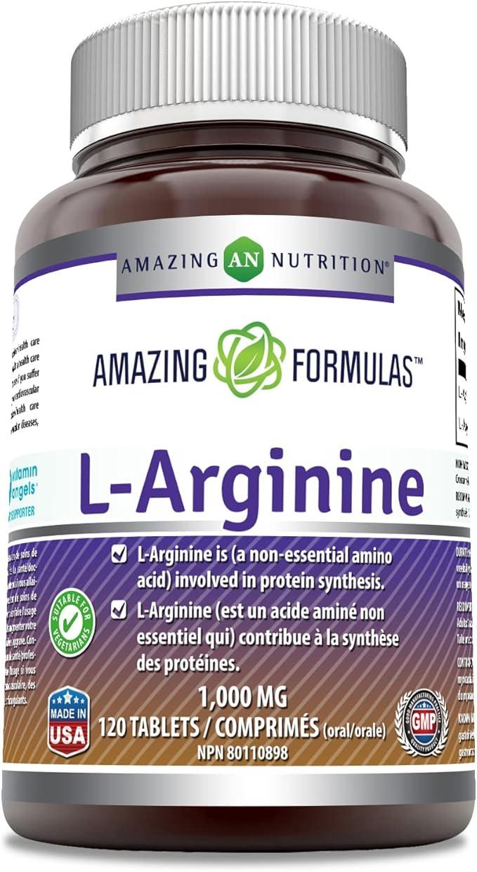 Amazing Nutrition L-Arginine 1000mg Supplement - Best Amino Acid Arginine HCL Supplements for Women & Man - Promotes Circulation and Supports Cardiovascular Health - 120 Tablets - Which Mark