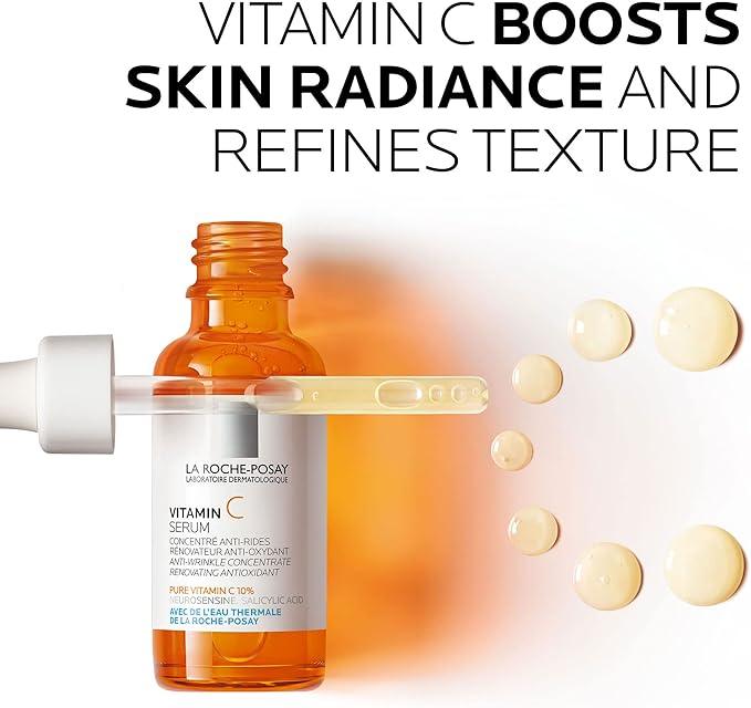 La Roche-Posay 10% Pure Vitamin C Serum for Face with Hyaluronic Acid & Salicylic Acid. Anti Aging Serum for Wrinkles, lack of Radiance & Uneven Skin Tone to Brighten & Smooth. Sensitive Skin, 30ml - Which Mark