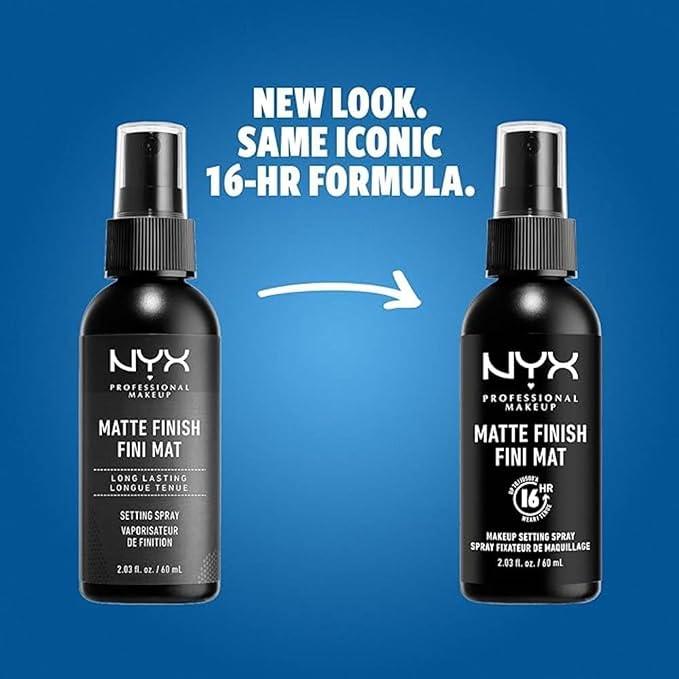 NYX Professional Makeup Matte Finish Setting Spray, Infused with NIACINAMIDE, Long Lasting 16h Wear, Sheer and Smooth Mattifying Spray, Combat Shine for a Poreless Complexion, Vegan Formula, 60mL - Which Mark