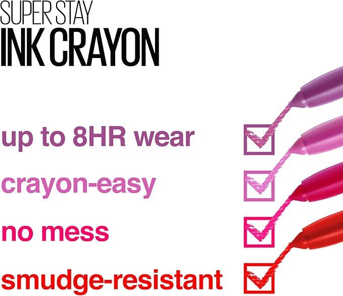 Maybelline Super Stay Ink Crayon Lipstick, Precision Tip Matte Lip Crayon with Built-in Sharpener, Longwear Up To 8Hrs, Achieve it All, 1.2g - Which Mark