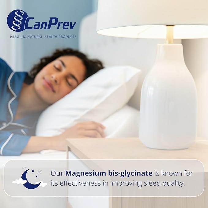 CanPrev Pure Magnesium Bisglycinate 200mg, Gentle, 240 V-Caps - Easily Absorbed, Gentle on the Stomach - Magnesium Bis-glycinate Supplement - Elemental Chelated Complex for Relaxation & Muscle Comfort - Which Mark