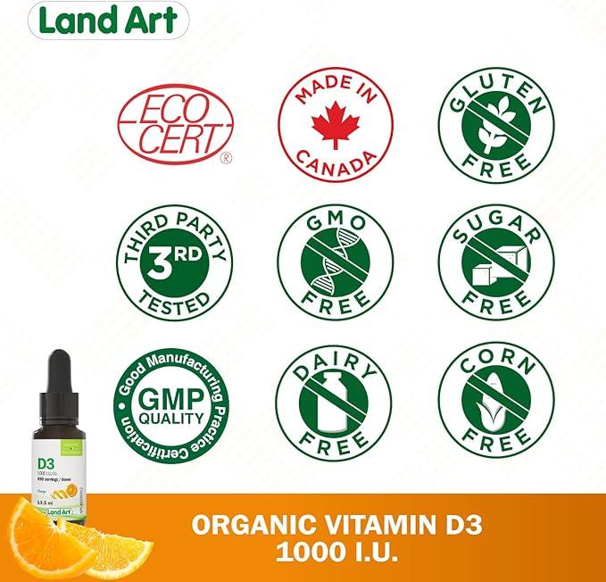 Certified Organic Vitamin D3 Drops - 490 servings - 1000 IU per drop - Immune System Support - Non-GMO - Gluten-Free - Made in Canada - 13.5 ml (Pack of 1) - Which Mark
