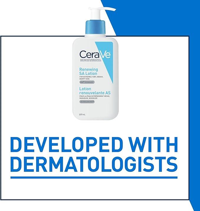 CeraVe SALICYLIC ACID Lotion, Renewing SA Exfoliating Body Lotion for Dry, Rough & Bumpy Skin, Psoriasis, Keratosis Pilaris, Itching & Flaking. With Lactic Acid, Hyaluronic Acid, Fragrance Free, 237ML - Which Mark