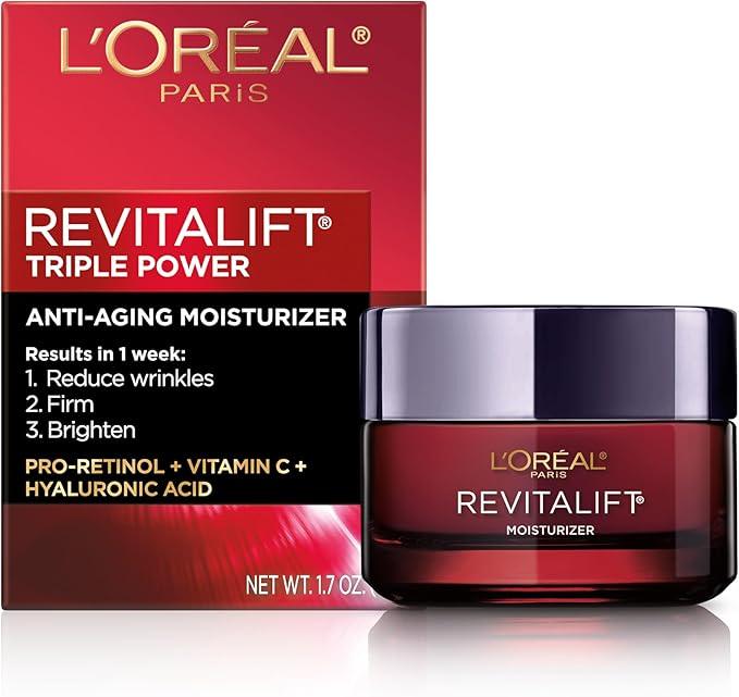 L'Oréal Paris Day Cream, Reduces Look of Wrinkles & Firms Skin, with Pro-Retinol, Vitamin C & Hyaluronic Acid, Revitalift Triple Power LZR, 50ml - Which Mark