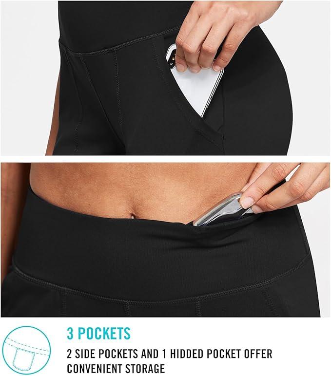 baleaf Women's 10'' Athletic Bermuda Shorts High-Waisted Long Running Yoga Lounge Stretch Workout Pockets - Which Mark