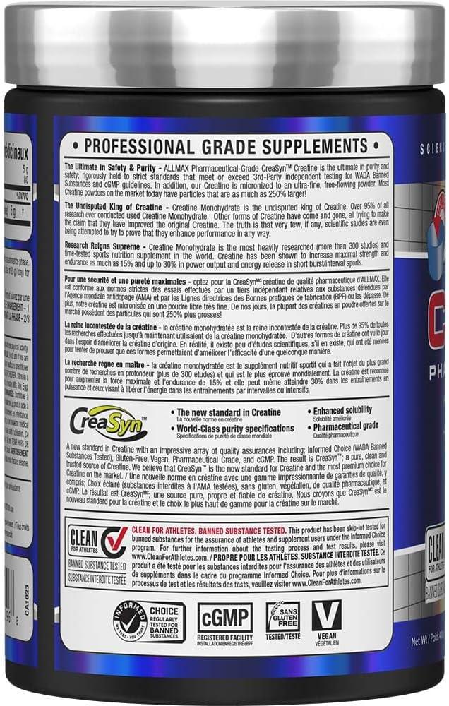 ALLMAX Nutrition - Creatine Monohydrate, Micronized Creatine Powder for Strength and Muscle Recovery, Gluten Free & Fast Absorbing 400g - Which Mark