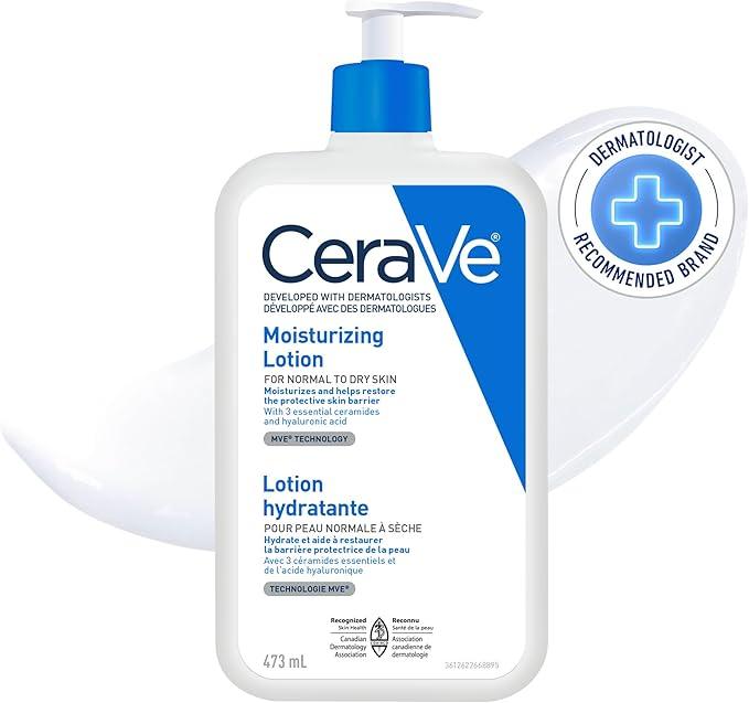 CeraVe Moisturizing Lotion, Daily Lightweight Lotion with Hyaluronic Acid & Ceramides for Women and Men. Suitable for Dry & Sensitive Skin, Fragrance-Free, Non-Comedogenic & Allergy Tested, 473 mL - Which Mark