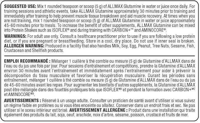 ALLMAX Nutrition - Glutamine Powder - 100% Pharmaceutical Grade - 1000 Gram, 1000-Gram - Which Mark