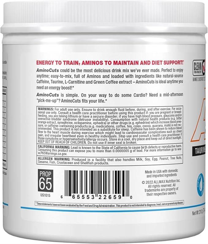 ALLMAX Nutrition ACUTS - Amino Acid Powder Supplement with Taurine, L-Carnitine, Green Coffee Bean Extract - Blue Raspberry - 252 g - Which Mark
