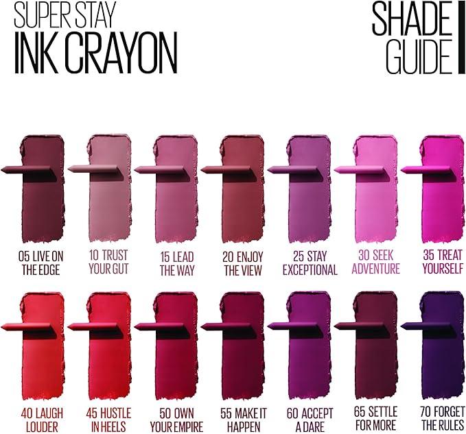Maybelline Super Stay Ink Crayon Lipstick, Precision Tip Matte Lip Crayon with Built-in Sharpener, Longwear Up To 8Hrs, Achieve it All, 1.2g - Which Mark