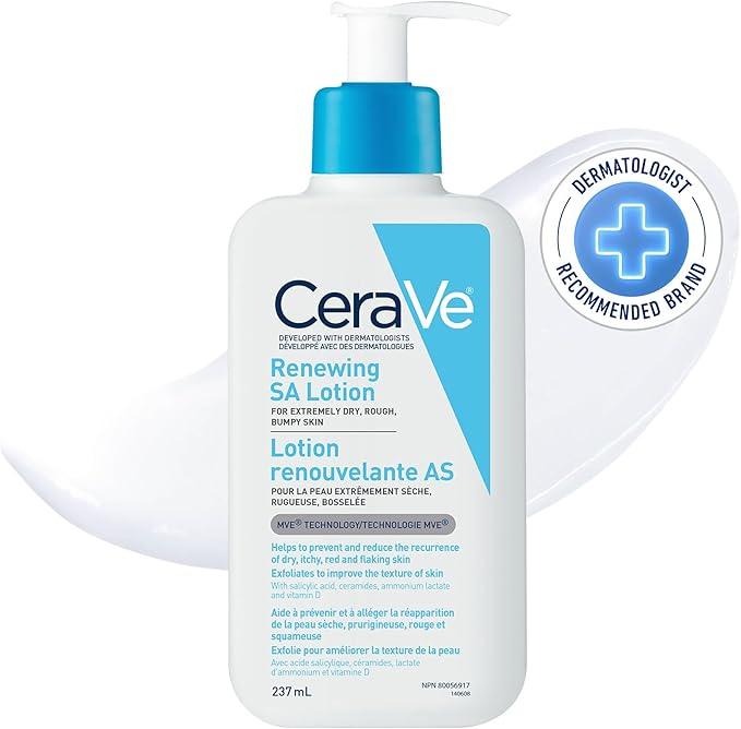 CeraVe SALICYLIC ACID Lotion, Renewing SA Exfoliating Body Lotion for Dry, Rough & Bumpy Skin, Psoriasis, Keratosis Pilaris, Itching & Flaking. With Lactic Acid, Hyaluronic Acid, Fragrance Free, 237ML - Which Mark