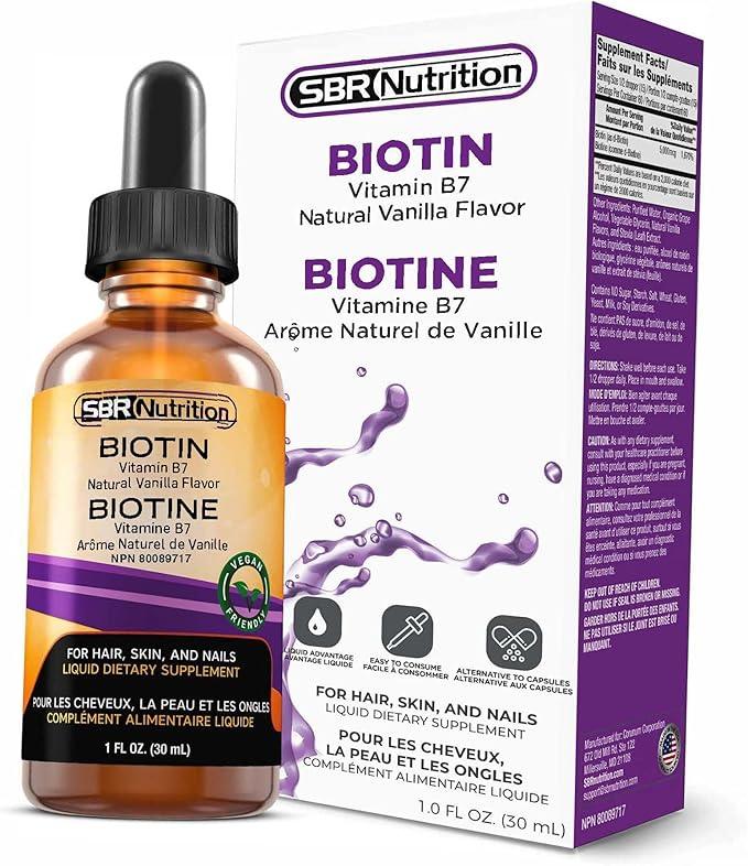 MAX ABSORPTION, Biotin Liquid Drops, 5000mcg of Biotin Per Serving, 60 servings, No Artificial Preservatives, Vegan Friendly, Supports Healthy Hair, Strengthens Nails and Improves Skin Health - Which Mark