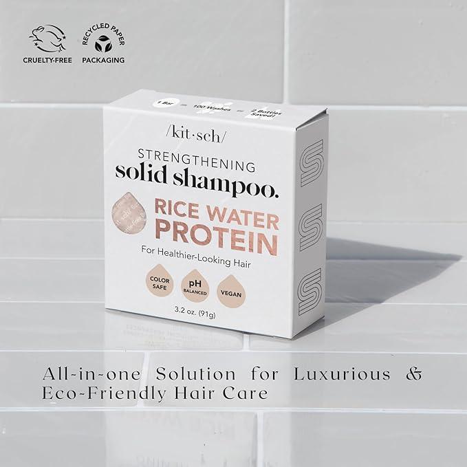 Kitsch Rice Shampoo Bar for Strengthening | Helps Dry Hair | Made in US | All Natural | Moisturizing | Vegan Solid Shampoo Bar for Hair | Rice Water Shampoo Bar | Zero Waste, 3.2 oz - Which Mark