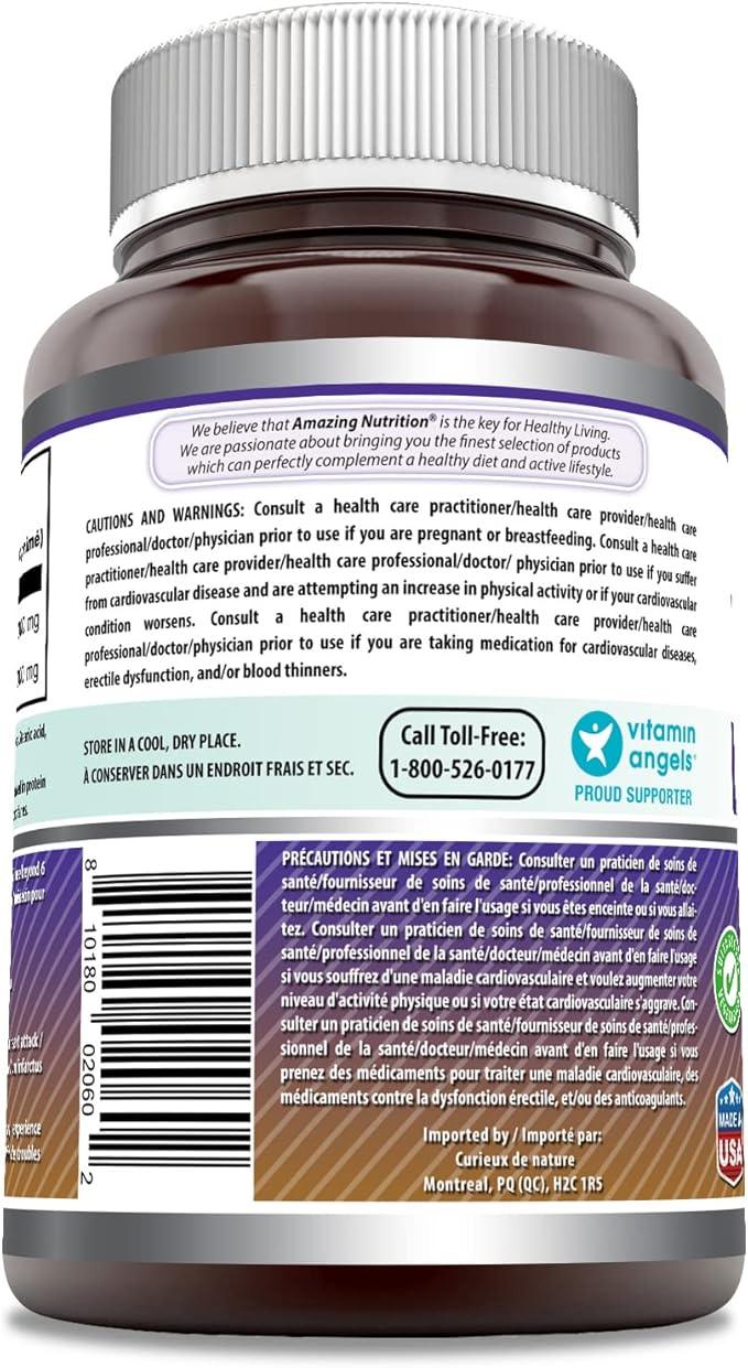 Amazing Nutrition L-Arginine 1000mg Supplement - Best Amino Acid Arginine HCL Supplements for Women & Man - Promotes Circulation and Supports Cardiovascular Health - 120 Tablets - Which Mark