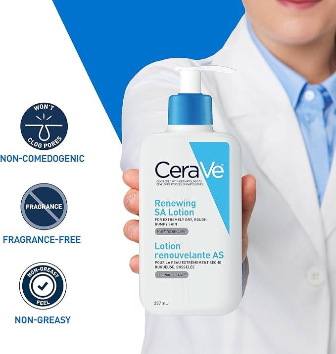 CeraVe SALICYLIC ACID Lotion, Renewing SA Exfoliating Body Lotion for Dry, Rough & Bumpy Skin, Psoriasis, Keratosis Pilaris, Itching & Flaking. With Lactic Acid, Hyaluronic Acid, Fragrance Free, 237ML - Which Mark