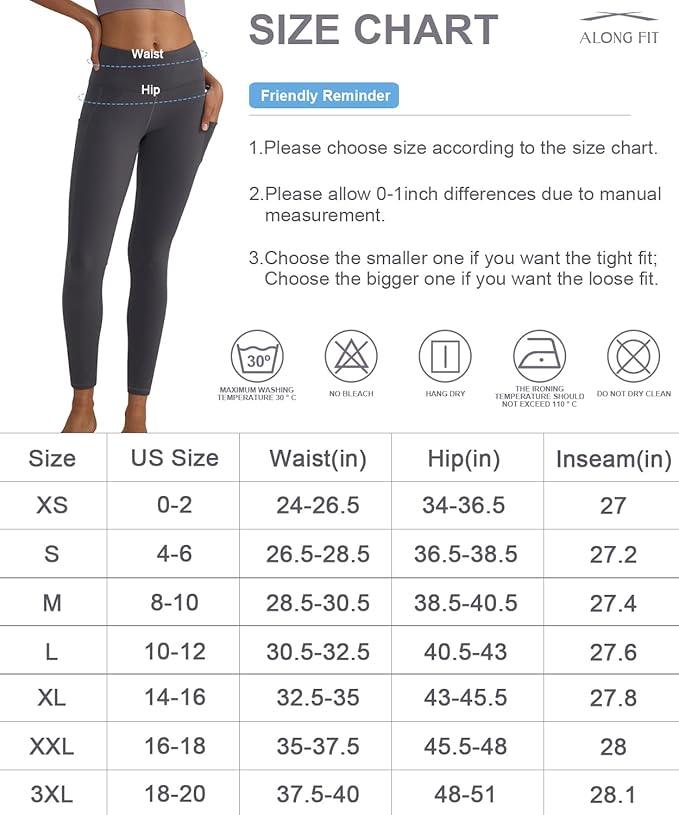 ALONG FIT High Waisted Tummy Control Leggings for Women Yoga Pants with Pockets Workout Squat Proof Tights - Which Mark