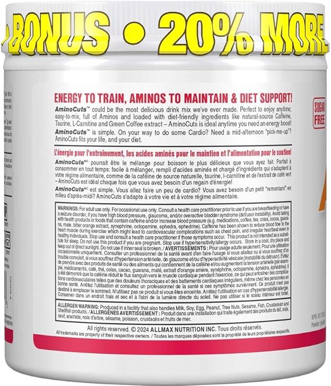 ALLMAX Nutrition - AMINOCUTS (A:CUTS) - Weight-Management BCAA (L-Carnitine + Taurine + Green Coffee) - Watermelon - 252 Gram - 36 Servings - Which Mark