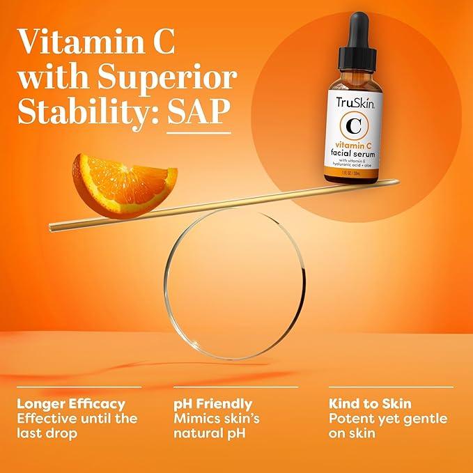 TruSkin Vitamin C Serum For Face – Anti Aging Formula with Vitamin C, Hyaluronic Acid, Vitamin E – Brightening Serum – Improve Appearance of Dark Spots, Tone, Fine Lines & Wrinkles, 1 Fl Oz - Which Mark