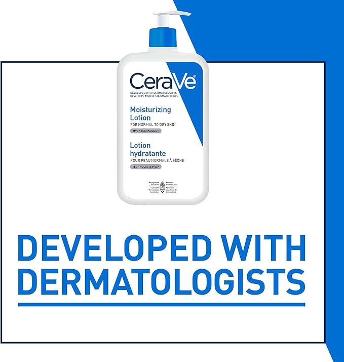 CeraVe Moisturizing Lotion, Daily Lightweight Lotion with Hyaluronic Acid & Ceramides for Women and Men. Suitable for Dry & Sensitive Skin, Fragrance-Free, Non-Comedogenic & Allergy Tested, 473 mL - Which Mark