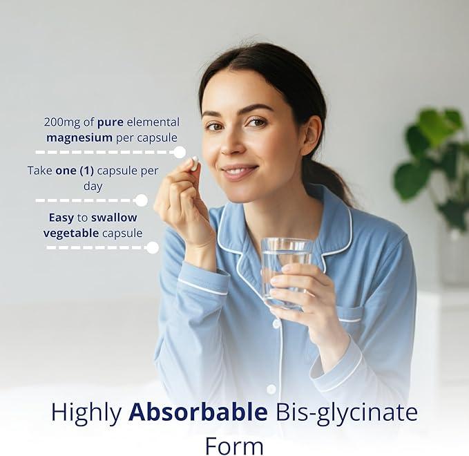 CanPrev Pure Magnesium Bisglycinate 200mg, Gentle, 240 V-Caps - Easily Absorbed, Gentle on the Stomach - Magnesium Bis-glycinate Supplement - Elemental Chelated Complex for Relaxation & Muscle Comfort - Which Mark