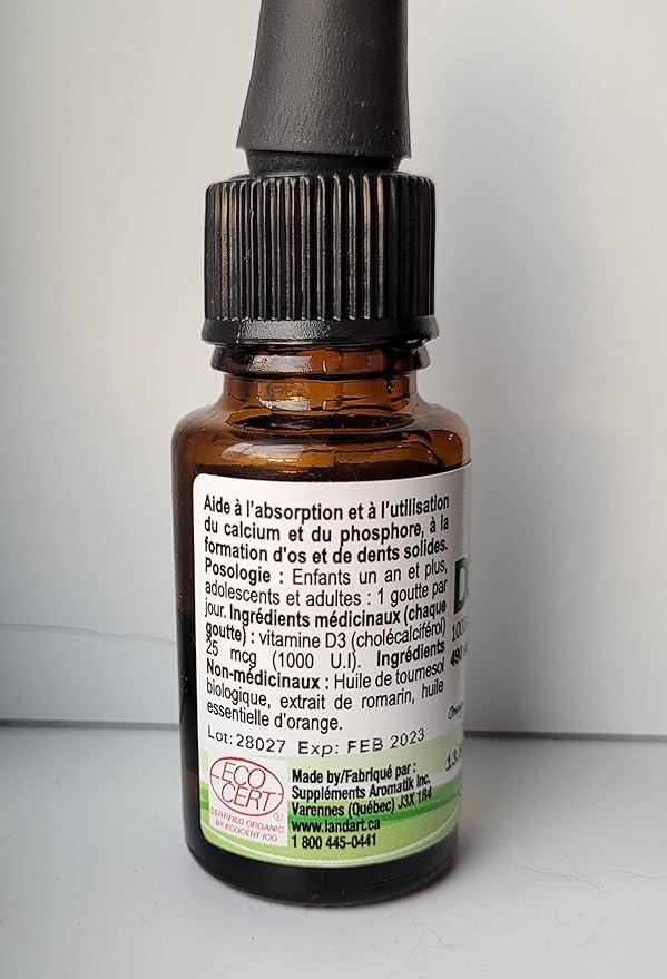 Certified Organic Vitamin D3 Drops - 490 servings - 1000 IU per drop - Immune System Support - Non-GMO - Gluten-Free - Made in Canada - 13.5 ml (Pack of 1) - Which Mark