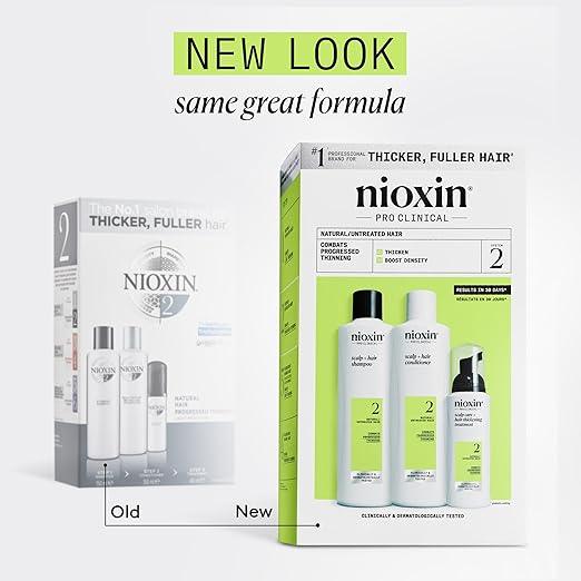 Nioxin Scalp + Hair Thickening System Kits | For Natural, Colored, & Damaged Hair with Light to Progressed Thinning | Strengthen & Boost Hair Density with Niacinamide & Biotin | Trial Size | 1 Month Supply - Which Mark